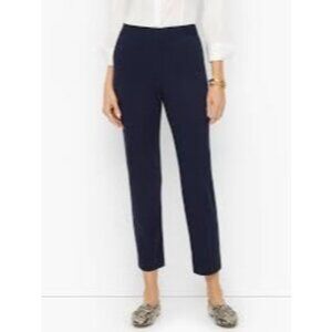 Theory Women's Straight Leg Cropped Ponte Pants in Navy Blue, Size 6
